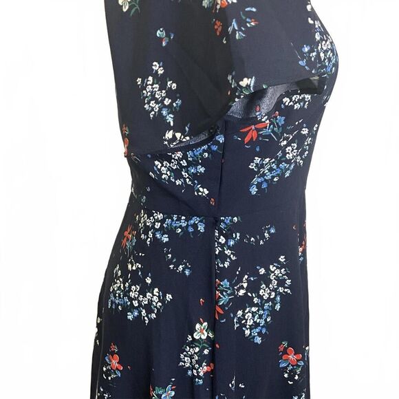 Banana Republic Women's Size 0 Navy Blue Floral Fit and Flare Mini Dress - Picture 5 of 12